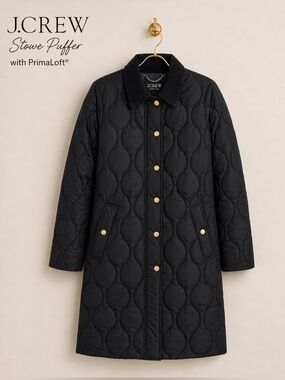 J.Crew Stowe Puffer Jacket with PrimaLoft® Black Small Petite SP